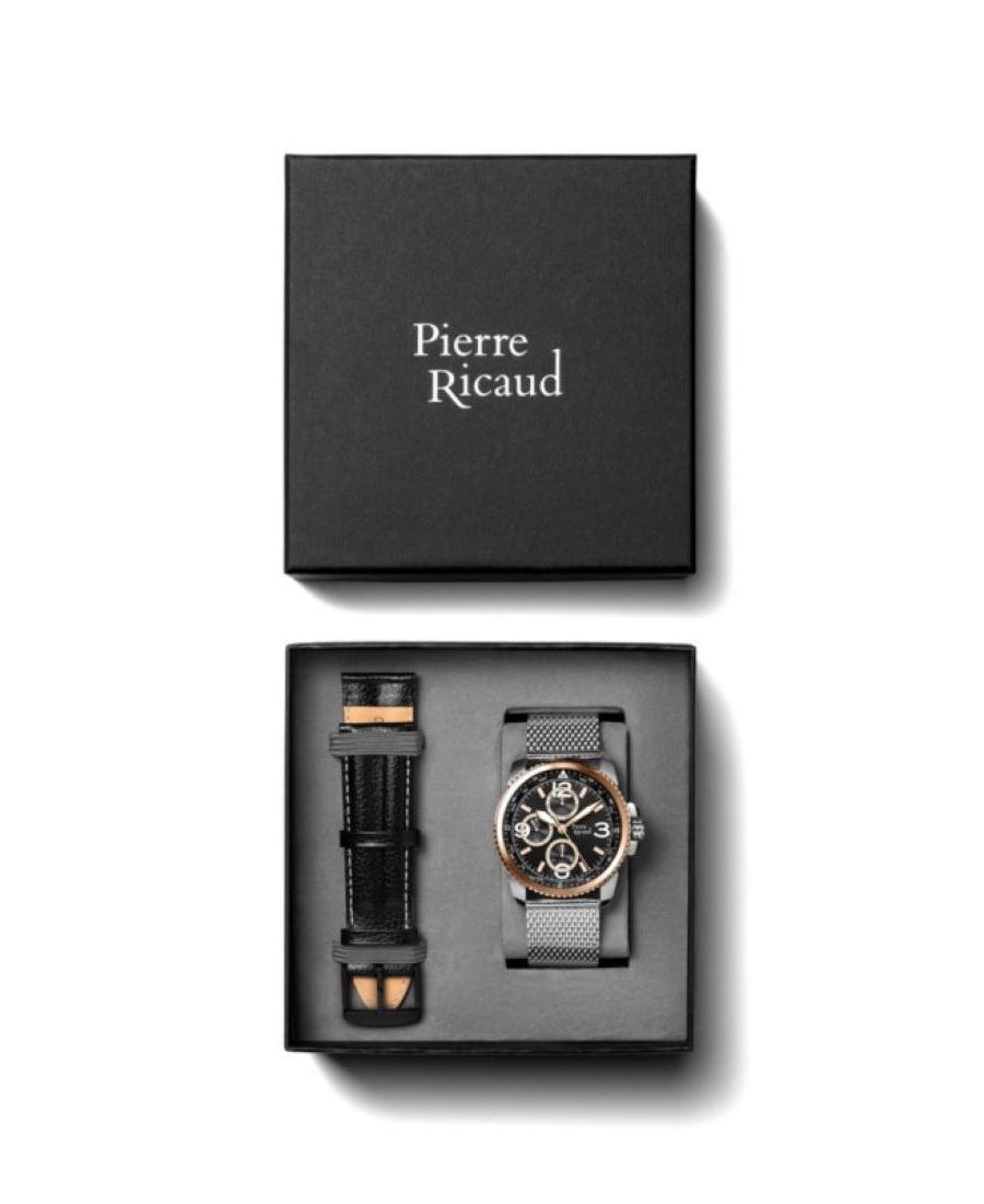 Men Classic Analog Quartz Watch PIERRE RICAUD Schwarz Dial 47mm P60026.R1R4QF-SET