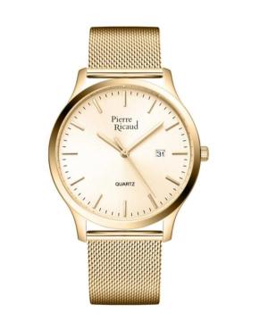 Mężczyźni Classic Analog kwarcowy Zegarek PIERRE RICAUD Złoty kolor Wybierz 40mm P91094.1111Q
