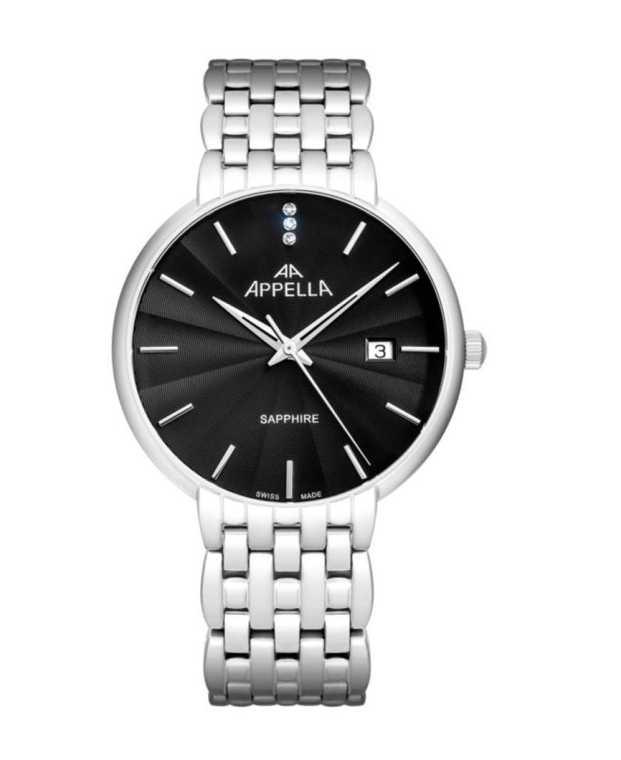 Men Classic Analog Swiss Quartz Watch APPELLA Černá Dial 40mm L12000.5114DQ