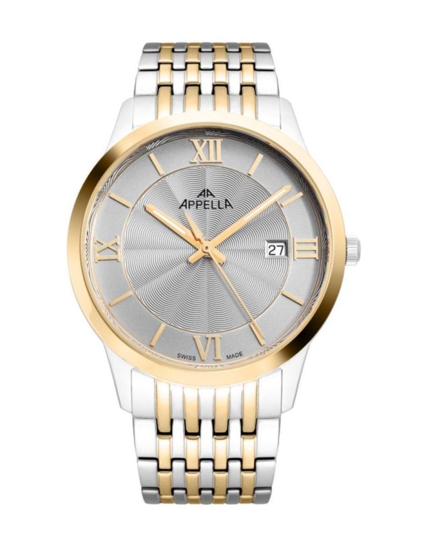 Men Classic Analog Swiss Quartz Watch APPELLA Silver color Dial 41mm L12005.2167Q