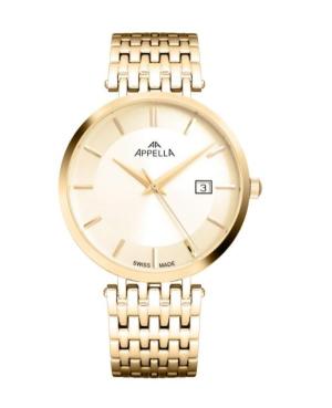 Mężczyźni Classic Analog Szwajcar kwarcowy Zegarek APPELLA Złoty kolor Wybierz 40mm L12001.1111Q