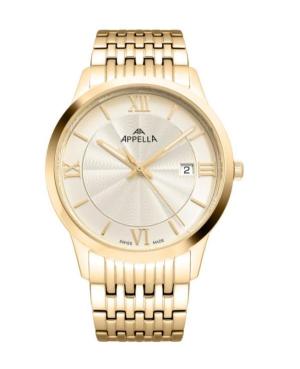 Mężczyźni Classic Analog Szwajcar kwarcowy Zegarek APPELLA Złoty kolor Wybierz 41mm L12005.1161Q