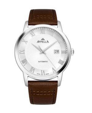 Men Classic Analog Swiss Automatic Watch APPELLA Silver Dial 43mm L70007.5B33A