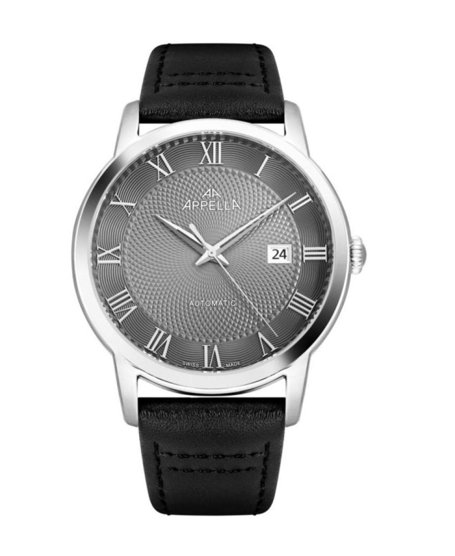 Men Classic Analog Swiss Automatic Watch APPELLA Silver color Dial 43mm L70007.5237A