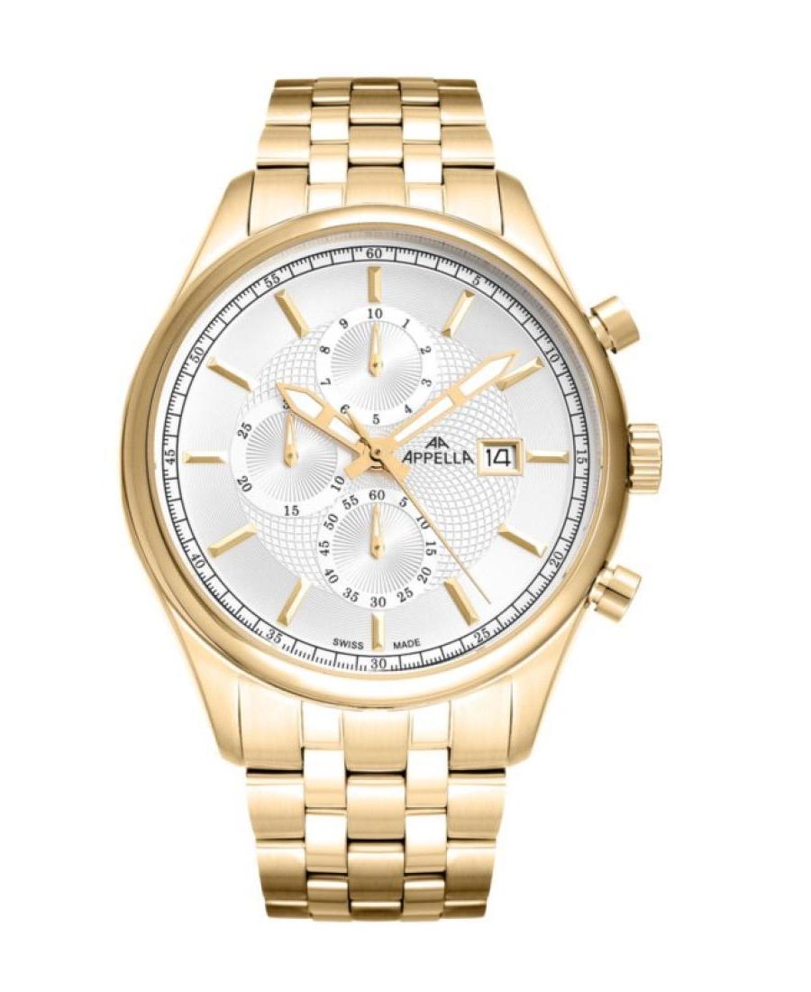 Mężczyźni Classic Analog Szwajcar kwarcowy Zegarek Chronograf APPELLA Srebrna Wybierz 43mm L70002.1113CH