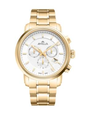 Men Classic Analog Swiss Quartz Watch Chronograph APPELLA Silver Dial 43mm L70001.1113CH