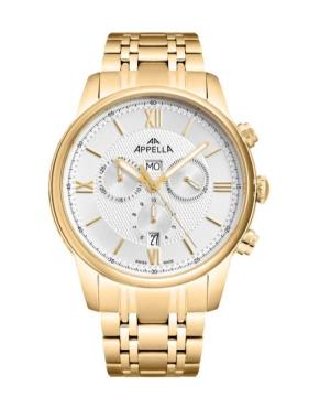 Men Classic Analog Swiss Quartz Watch Chronograph APPELLA Silver Dial 43mm L70006.1163CH