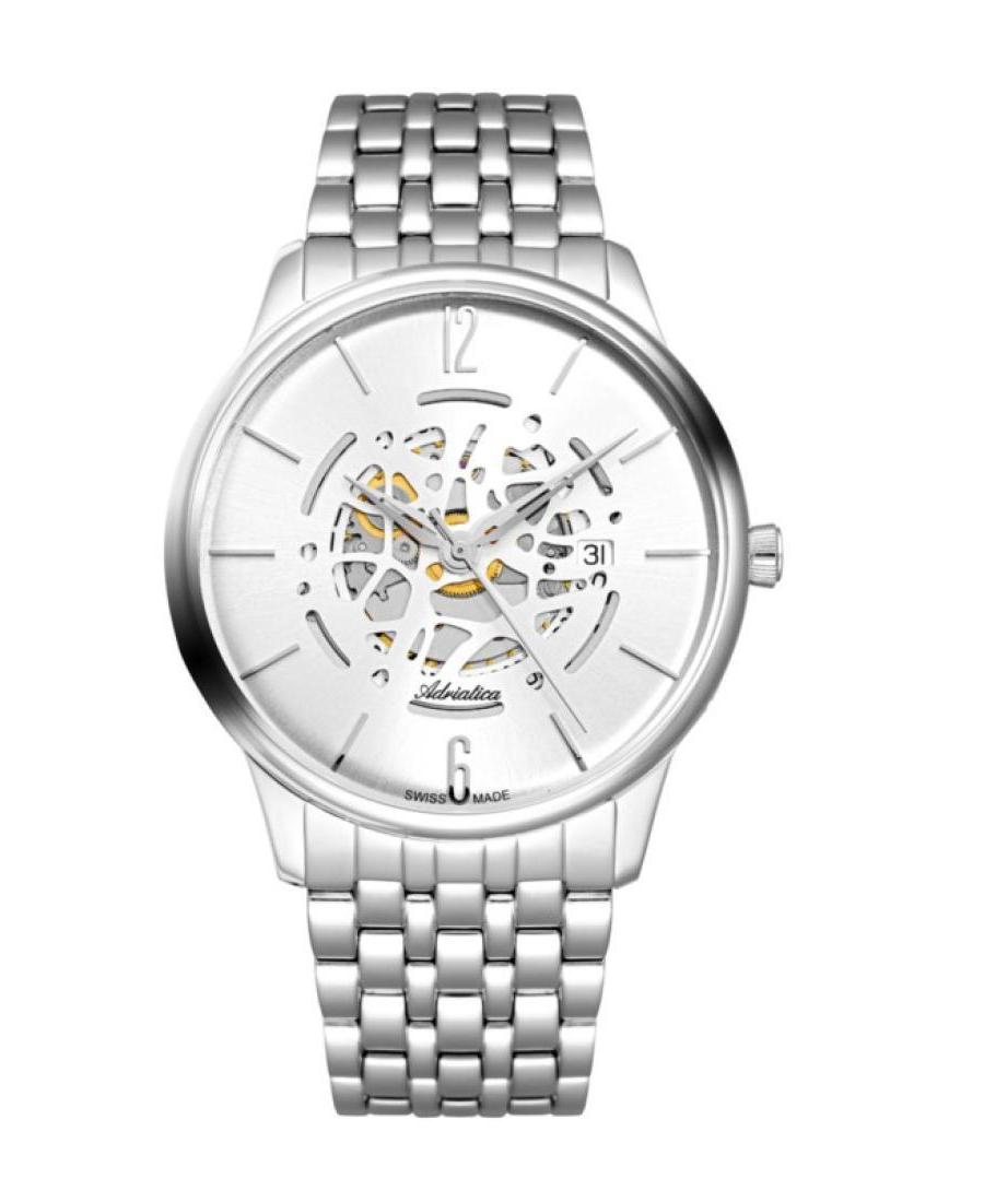 Men Classic Analog Swiss Automatic Watch ADRIATICA Silver Dial 44mm A8269.5113A