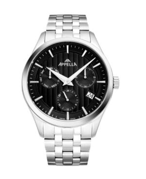 Men Classic Analog Swiss Quartz Watch APPELLA Black Dial 43mm L70003.5114QF