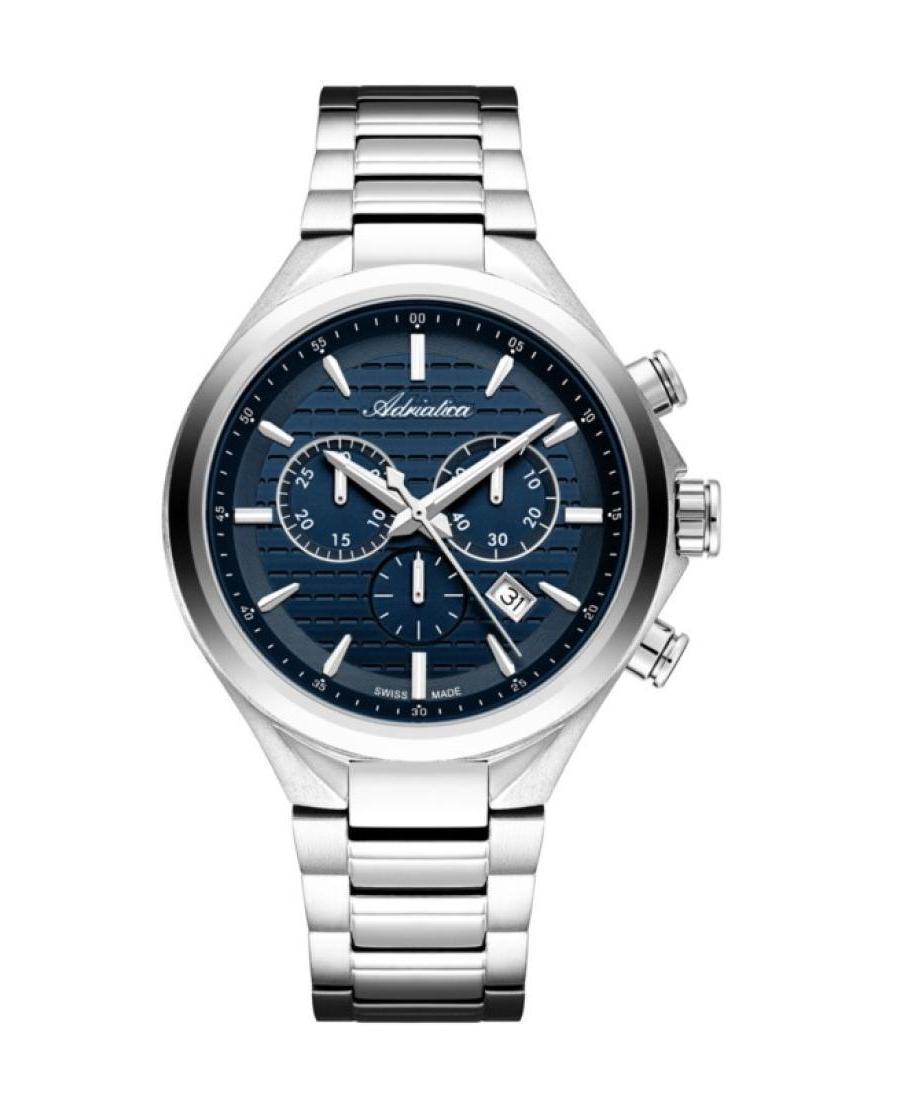 Men Classic Analog Swiss Quartz Watch Chronograph ADRIATICA Blau Dial 46mm A8334.5115CH