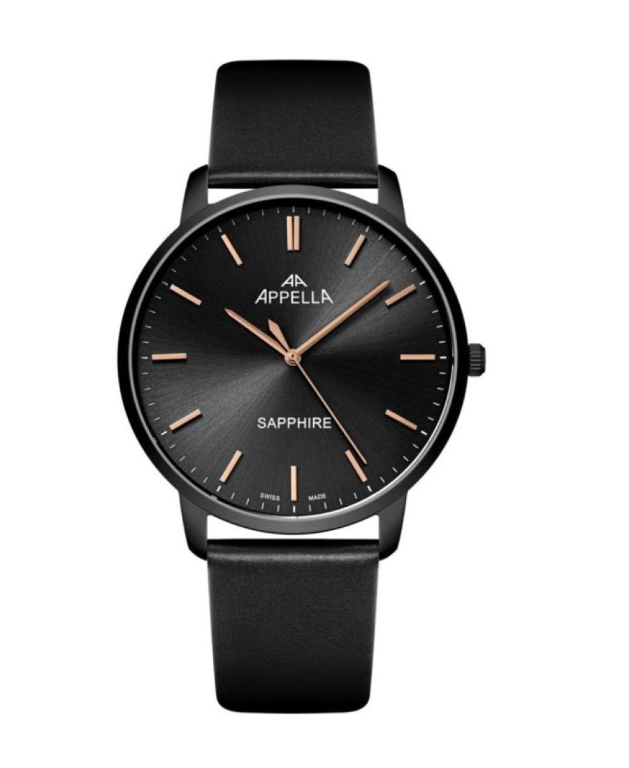 Men Classic Analog Swiss Quartz Watch APPELLA Černá Dial 41mm L70012.S2R6Q